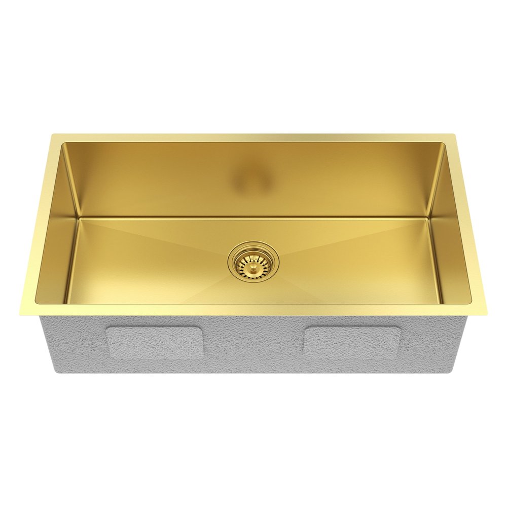 9" X 30" Gold Stainless Steel Undermount Kitchen Sink - SKU 719944 on a white background