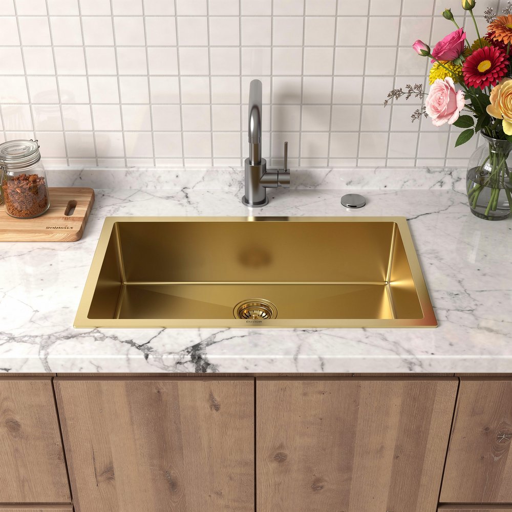 9" X 30" Gold Stainless Steel Undermount Kitchen Sink - SKU 719944