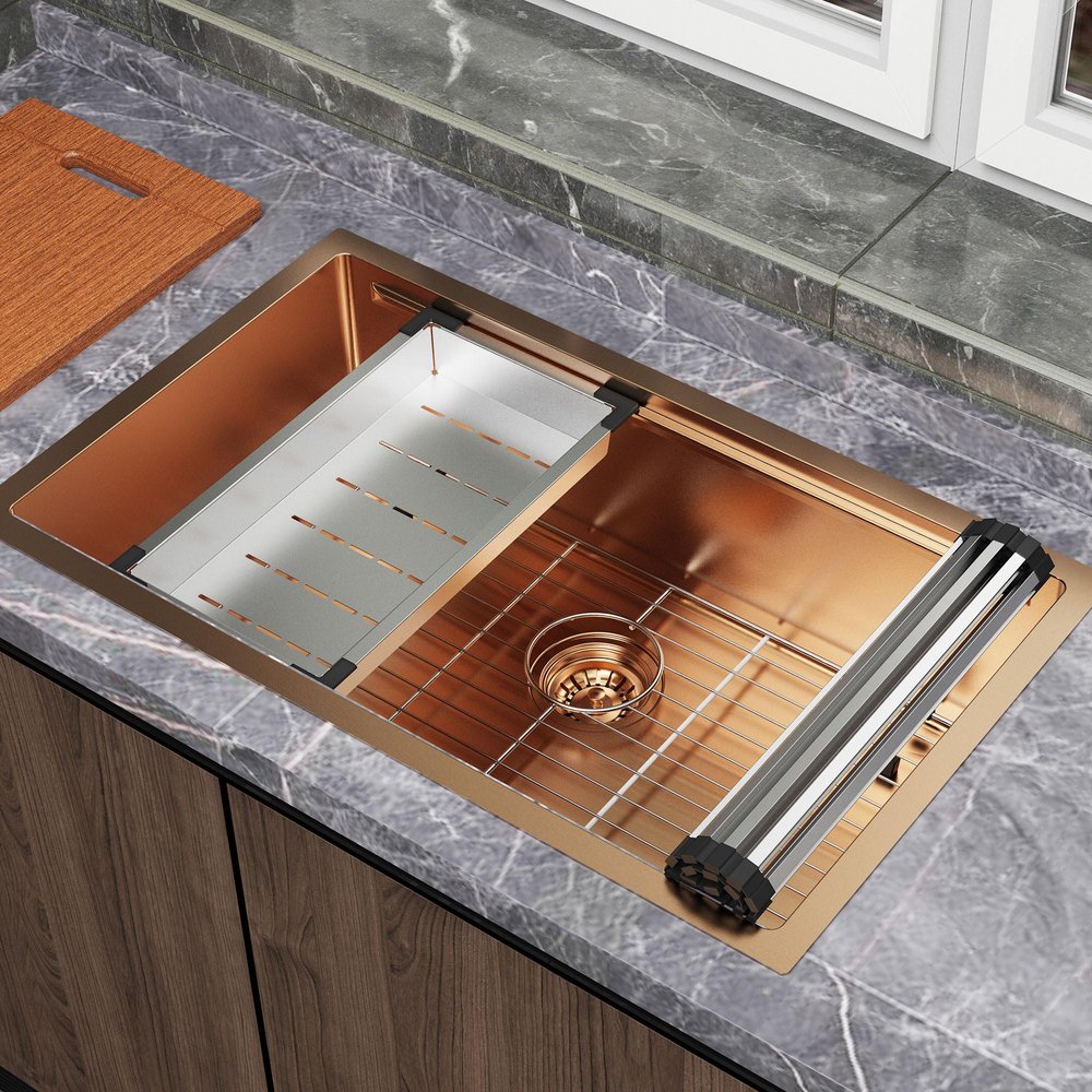 9" X 30" Gold Stainless Steel Undermount Kitchen Sink - SKU 719945 in a home interior