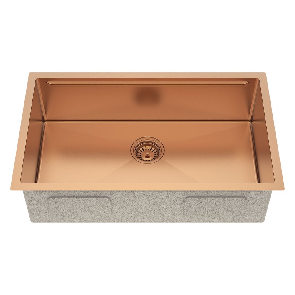 9" X 30" Gold Stainless Steel Undermount Kitchen Sink - SKU 719945 on a white background