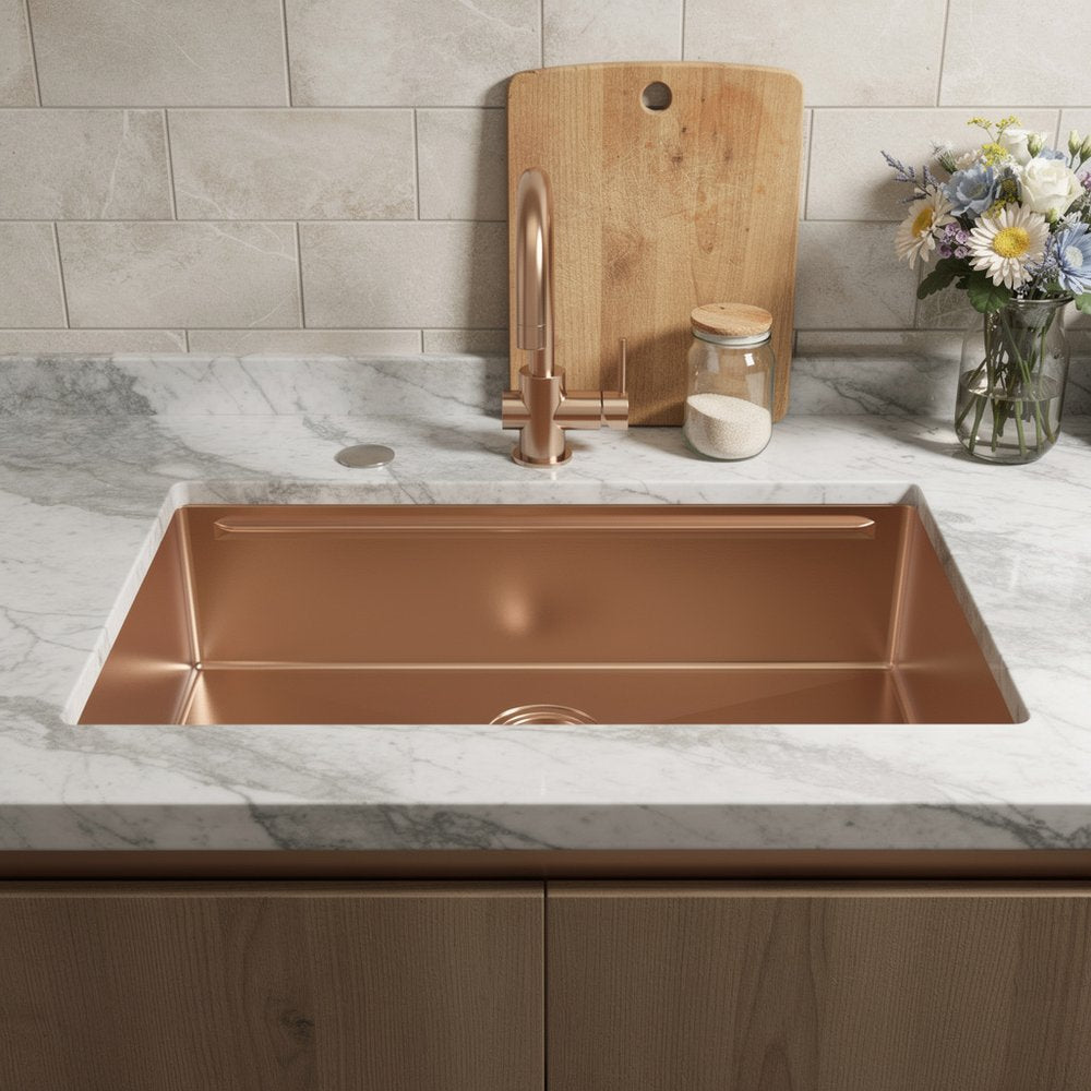 9" X 30" Gold Stainless Steel Undermount Kitchen Sink - SKU 719945 in a home interior