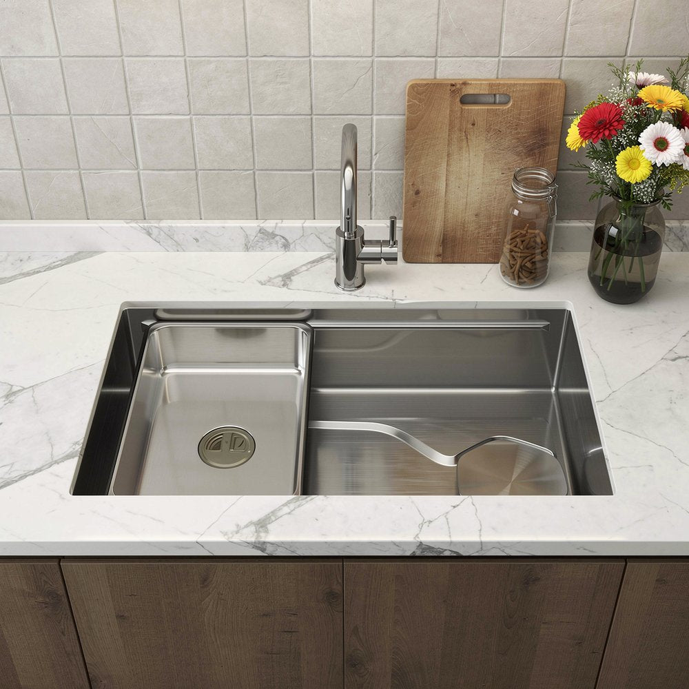 9" X 30" Silver Stainless Steel Undermount Kitchen Sink in a home interior