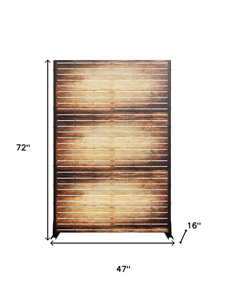 72" Brown Steel Three Panel Outdoor Privacy Screen