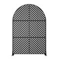 72" Black Steel Three Panel Outdoor Privacy Screen on a white background