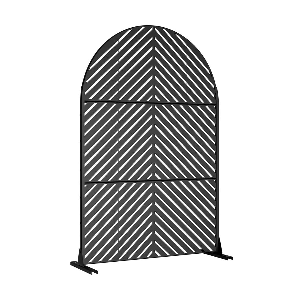 72" Black Steel Three Panel Outdoor Privacy Screen