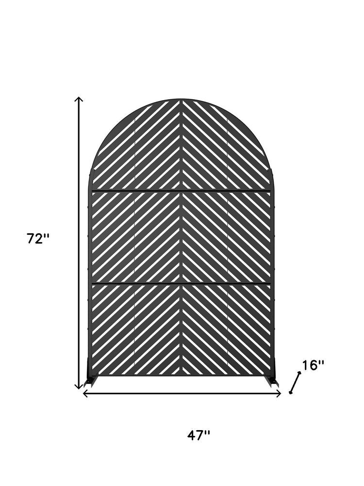 72" Black Steel Three Panel Outdoor Privacy Screen