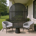 72" Black Steel Three Panel Outdoor Privacy Screen