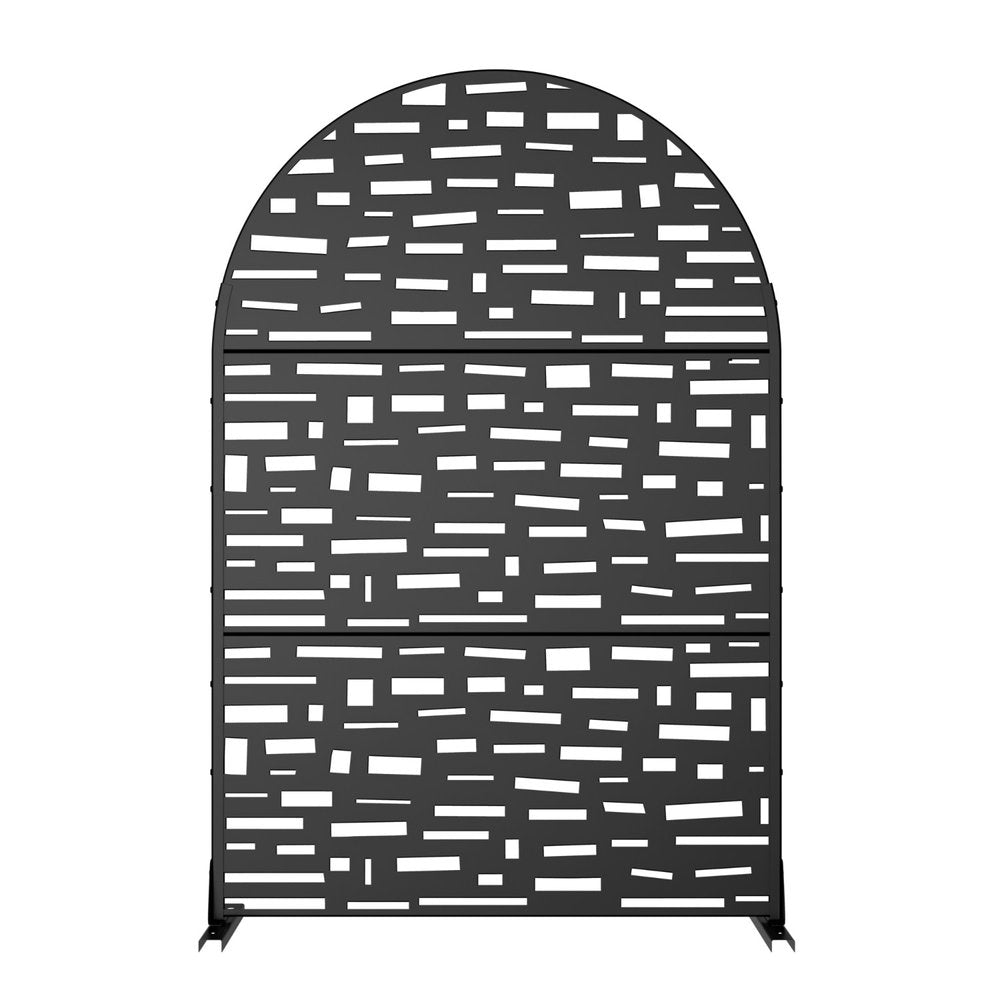 72" Black Steel Three Panel Outdoor Privacy Screen - SKU 720159