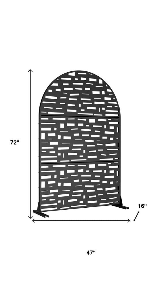 72" Black Steel Three Panel Outdoor Privacy Screen - SKU 720159