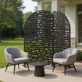 72" Black Steel Three Panel Outdoor Privacy Screen