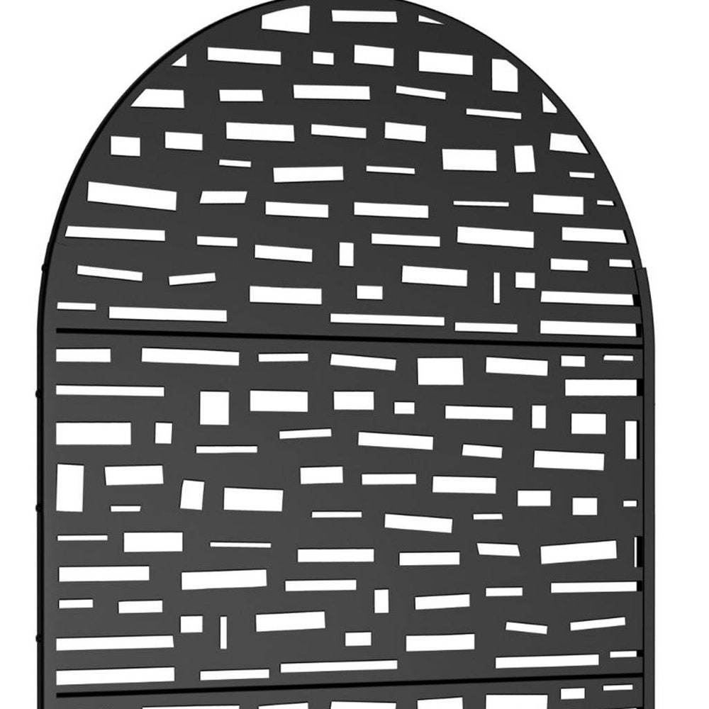 72" Black Steel Three Panel Outdoor Privacy Screen - SKU 720159
