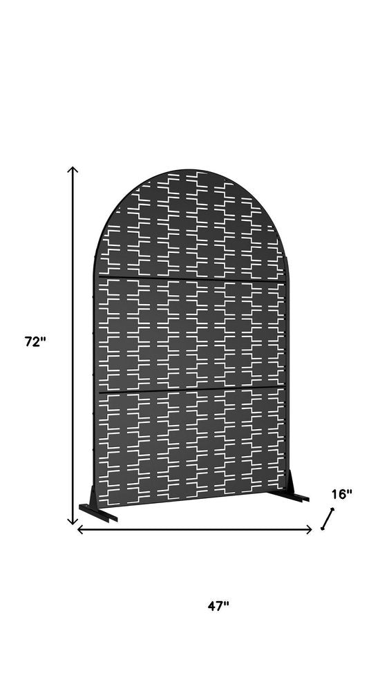 72" Black Steel Three Panel Outdoor Privacy Screen