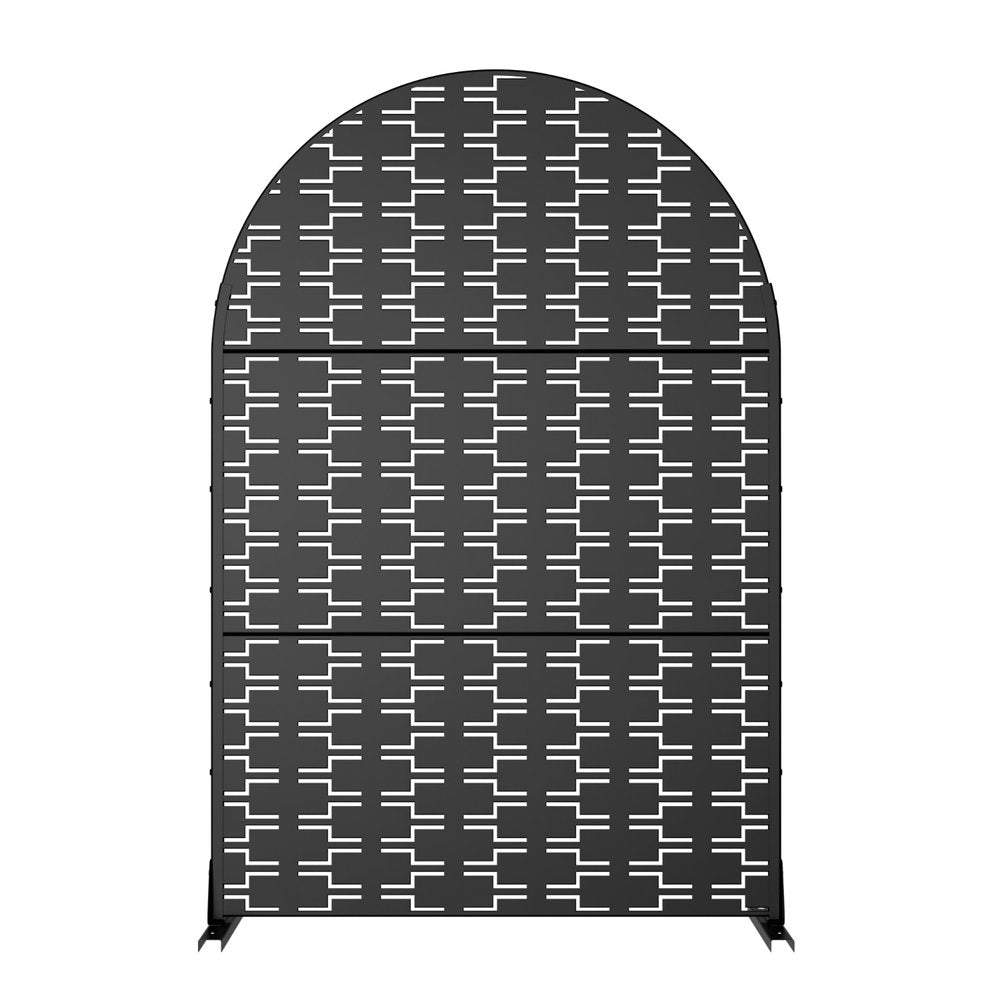 72" Black Steel Three Panel Outdoor Privacy Screen