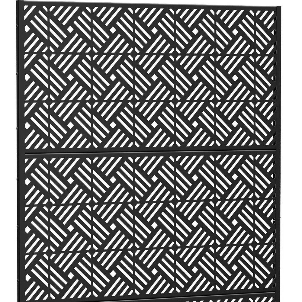 72" Black Steel Three Panel Outdoor Privacy Screen