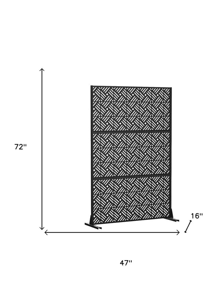 72" Black Steel Three Panel Outdoor Privacy Screen