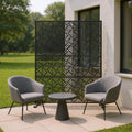 72" Black Steel Three Panel Outdoor Privacy Screen