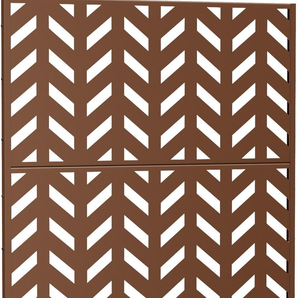 72" Brown Steel Three Panel Outdoor Privacy Screen