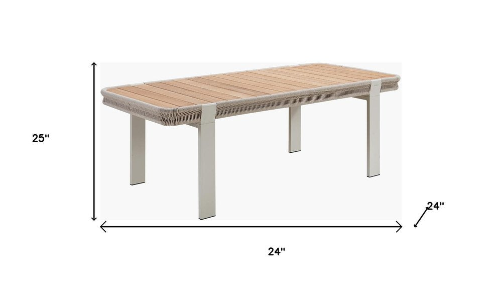 Seven Piece Light Brown and Beige Solid Wood Dining Set with Six Chairs - 25.00" H x 24.00" W x 24.00" D on a white background