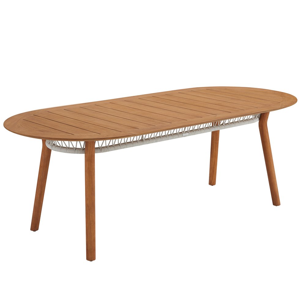 Seven Piece Brown Oval Solid Wood Dining Set with Six Chairs on a white background