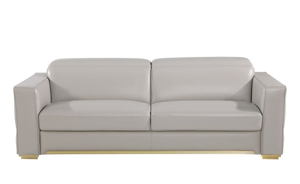 89" Light Gray Top Grain Leather Reclining Sofa