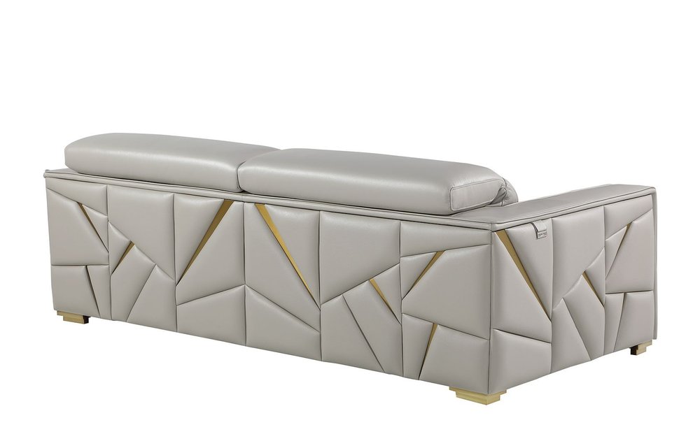 89" Light Gray Top Grain Leather Reclining Sofa