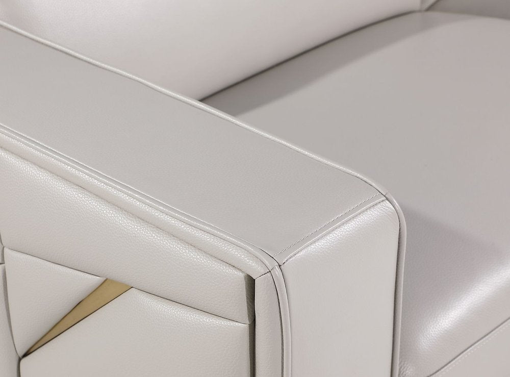 89" Light Gray Top Grain Leather Reclining Sofa