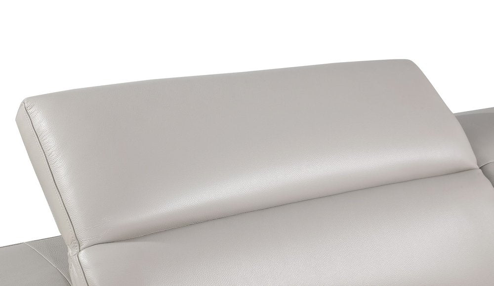 89" Light Gray Top Grain Leather Reclining Sofa