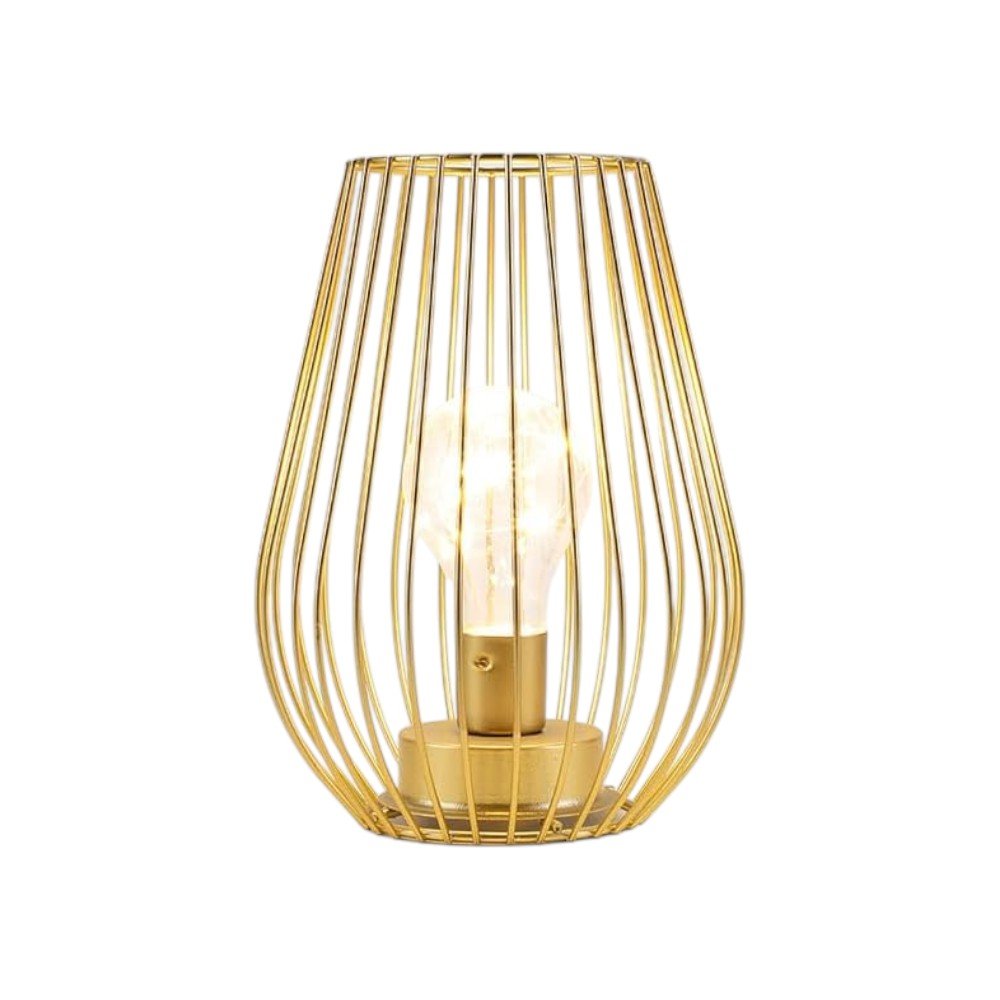 8" Gold Geometric Novelty Lantern With Novelty Shade