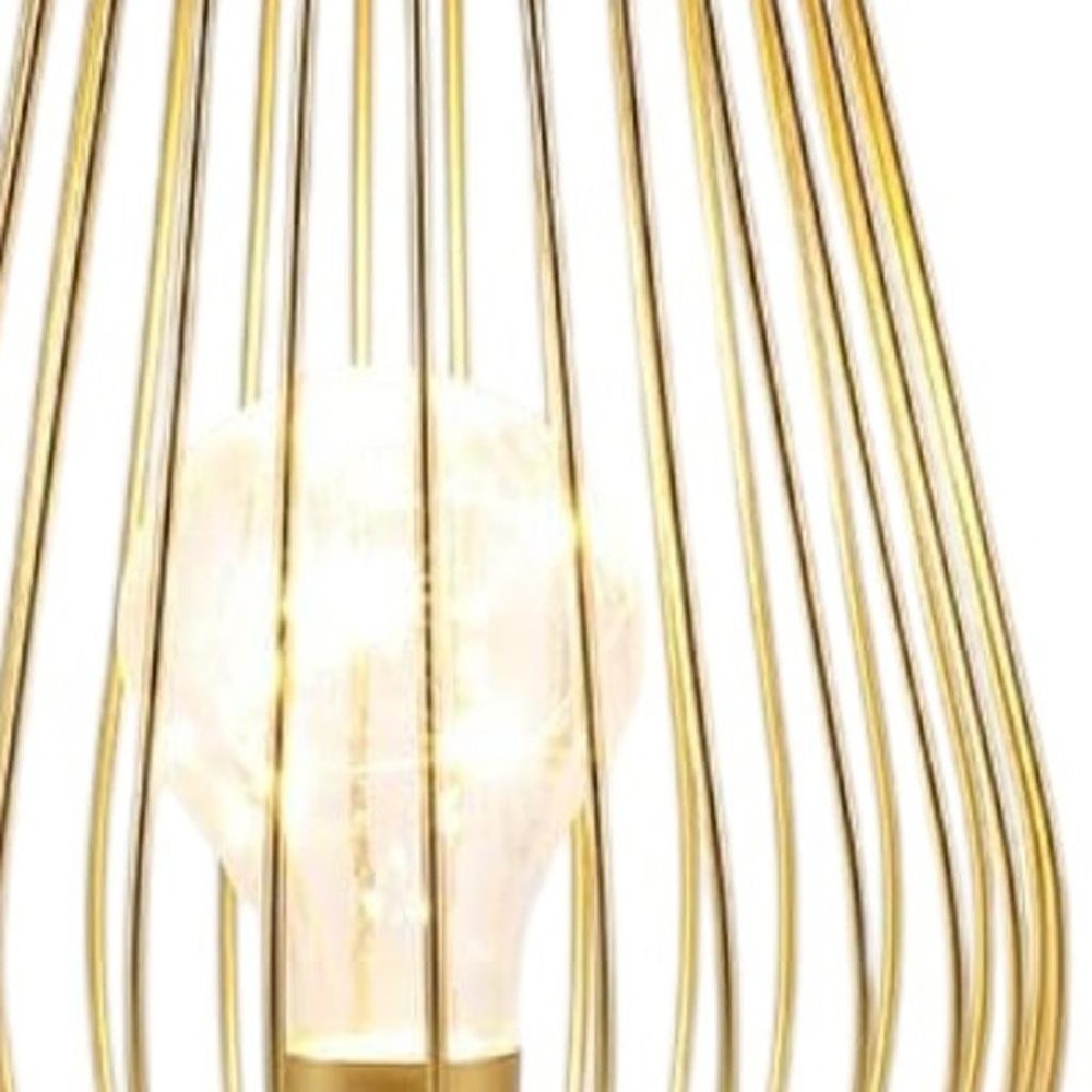 8" Gold Geometric Novelty Lantern With Novelty Shade