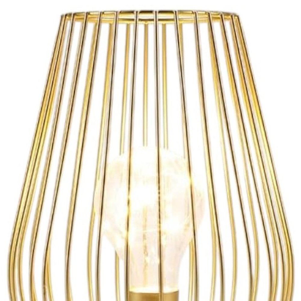 8" Gold Geometric Novelty Lantern With Novelty Shade