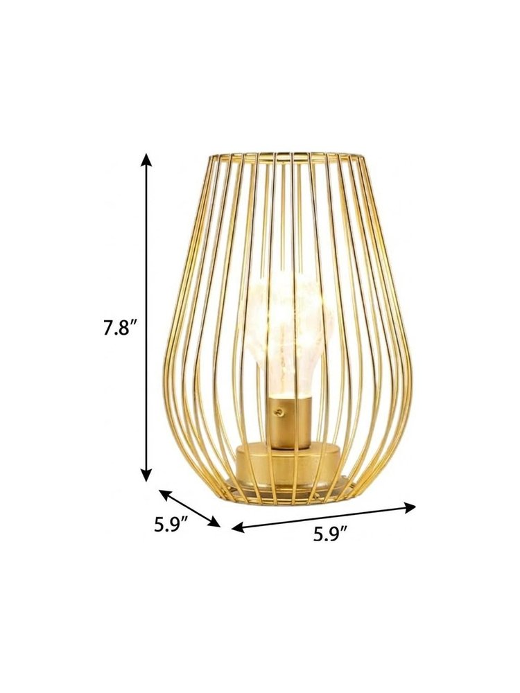 8" Gold Geometric Novelty Lantern With Novelty Shade