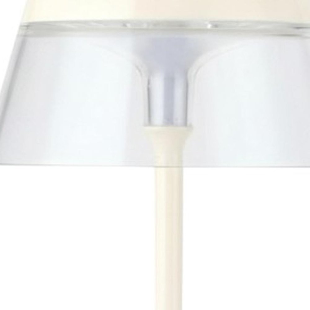 Set of Two 11" White Geometric USB Bedside Lamps With Novelty Shades