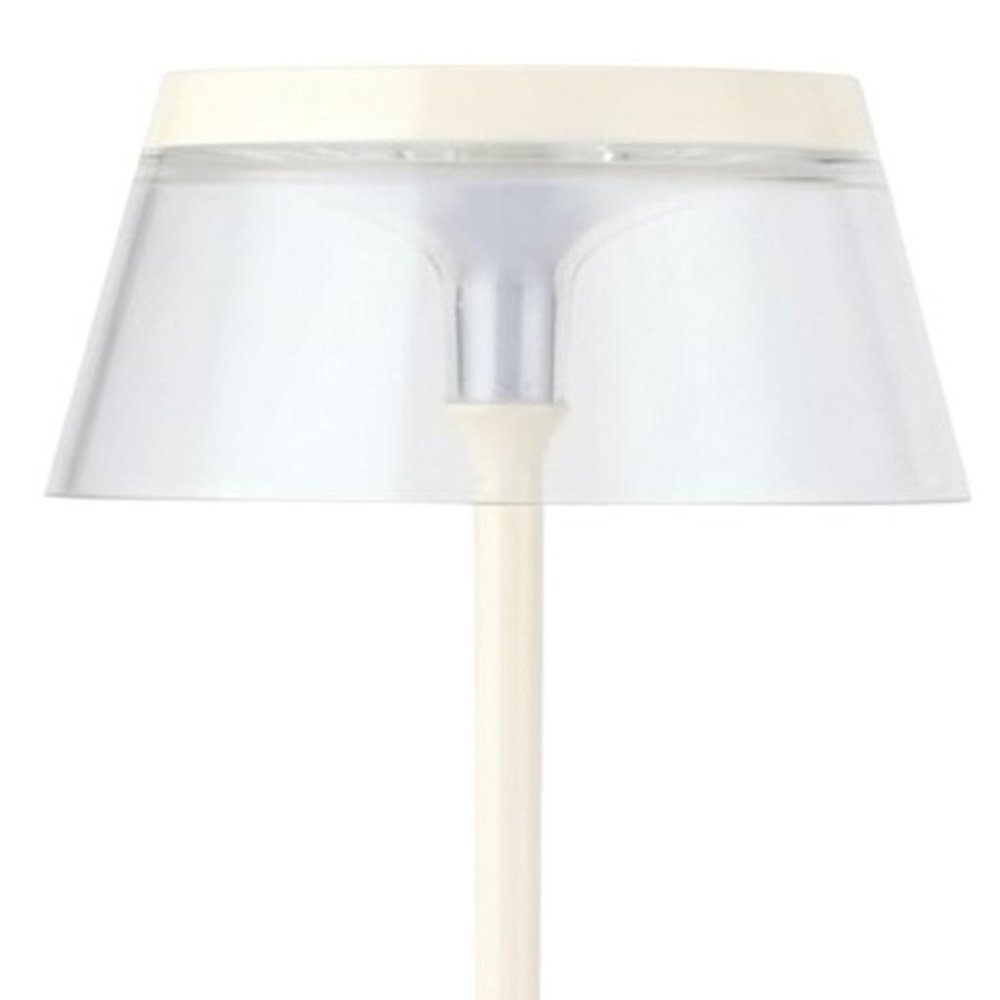 Set of Two 11" White Geometric USB Bedside Lamps With Novelty Shades