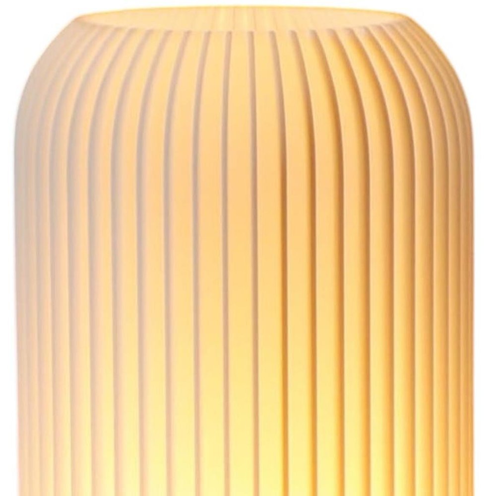 9" Beige Ribbed USB Lantern With Novelty Shade