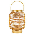 8" Distressed Gold Geometric Lantern Desk Lamp With Novelty Shade