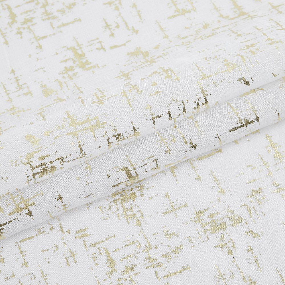 72" White And Gold Abstract Shower Curtain on a white background
