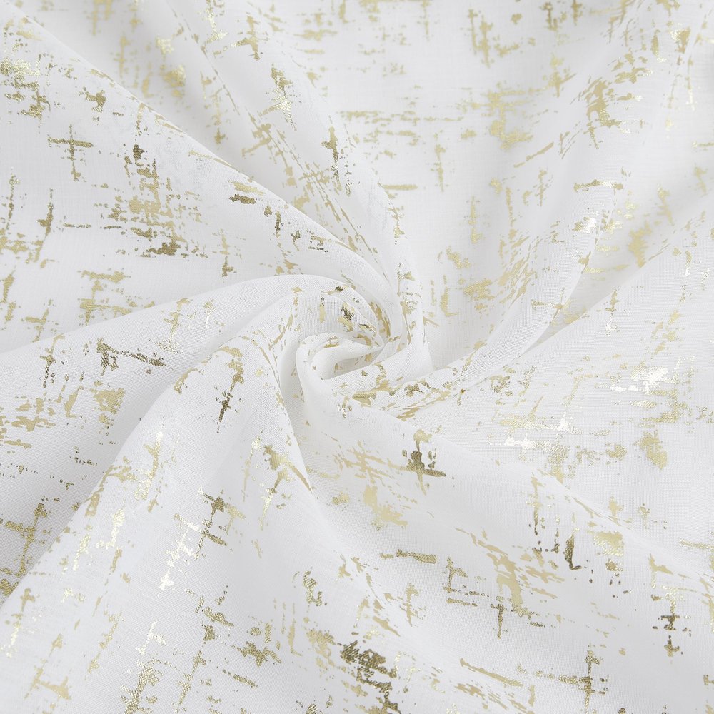 72" White And Gold Abstract Shower Curtain