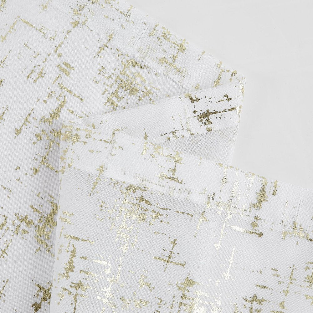 72" White And Gold Abstract Shower Curtain