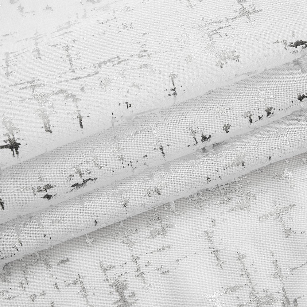 72" White And Silver Abstract Shower Curtain