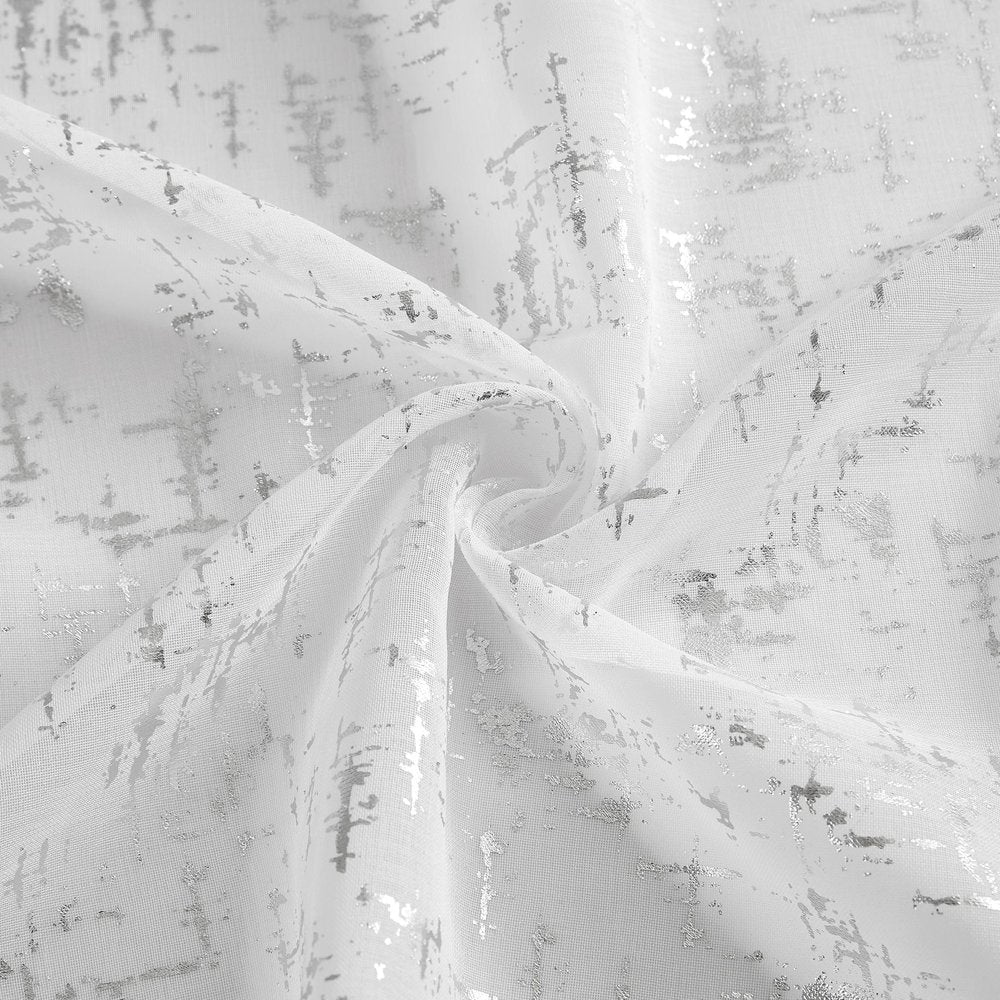 72" White And Silver Abstract Shower Curtain