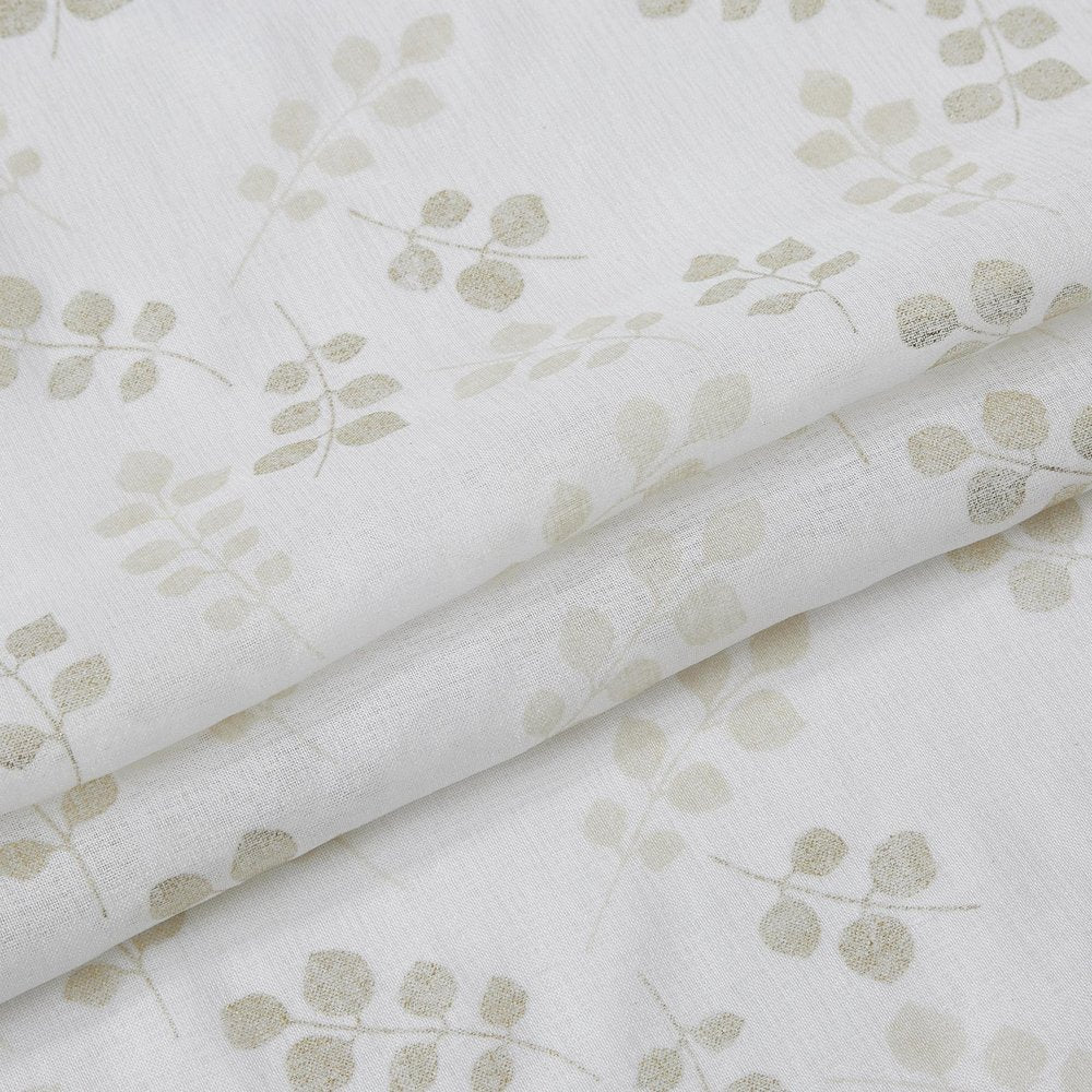 72" White And Gold Floral Shower Curtain