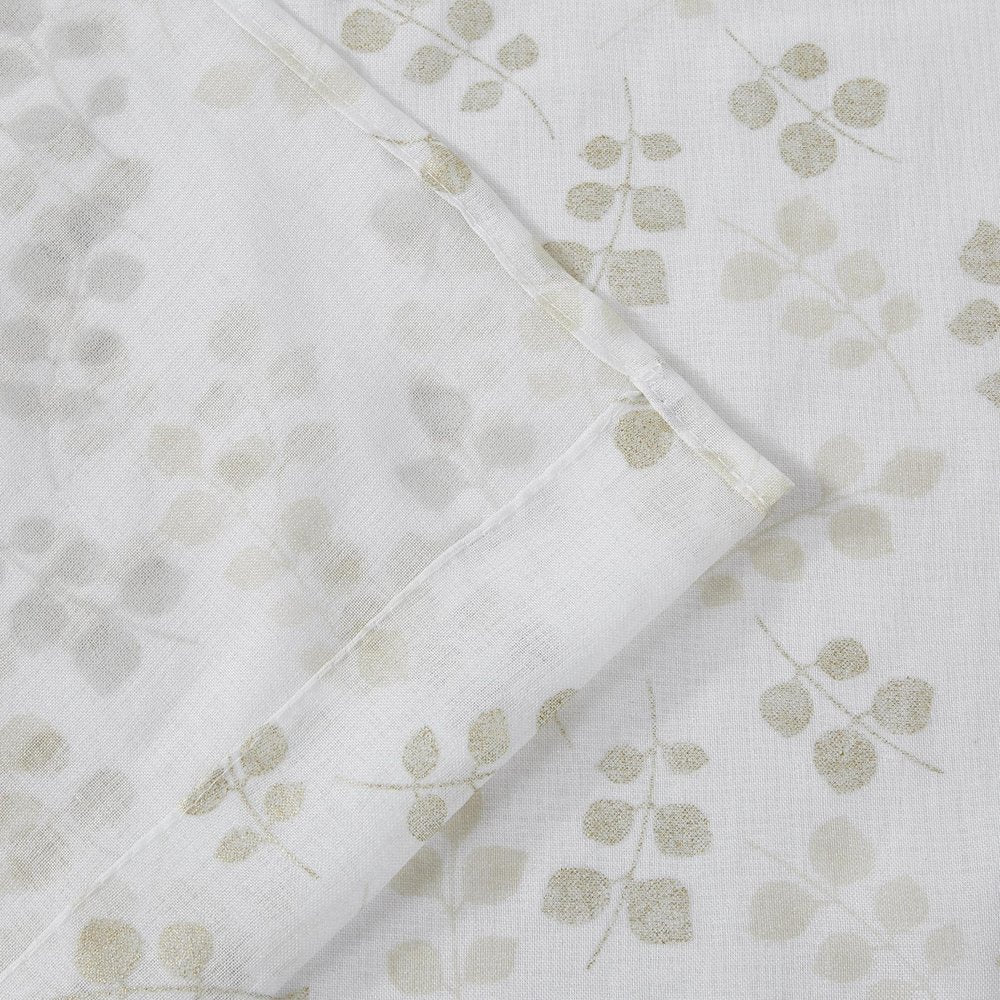72" White And Gold Floral Shower Curtain