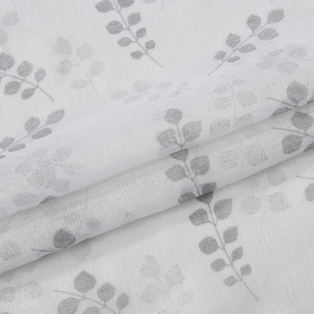 72" White And Silver Floral Shower Curtain on a white background
