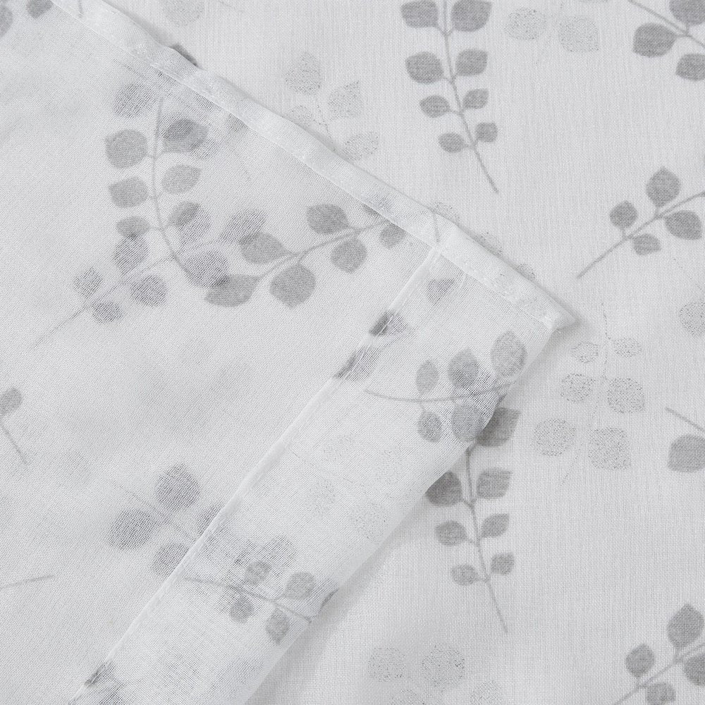 72" White And Silver Floral Shower Curtain