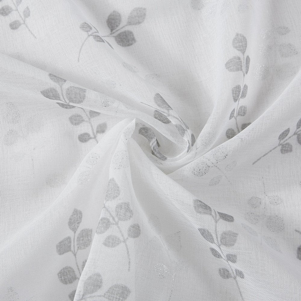 72" White And Silver Floral Shower Curtain