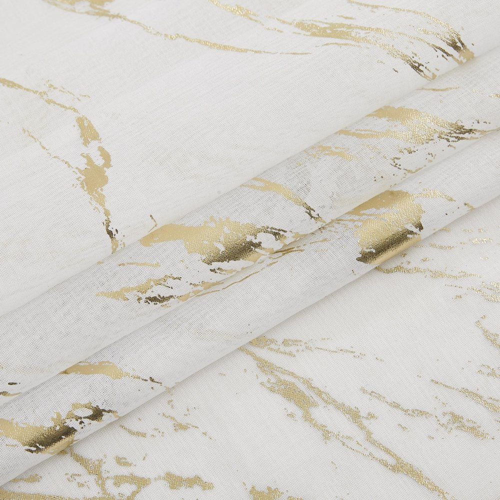 72" White And Gold Abstract Shower Curtain on a white background