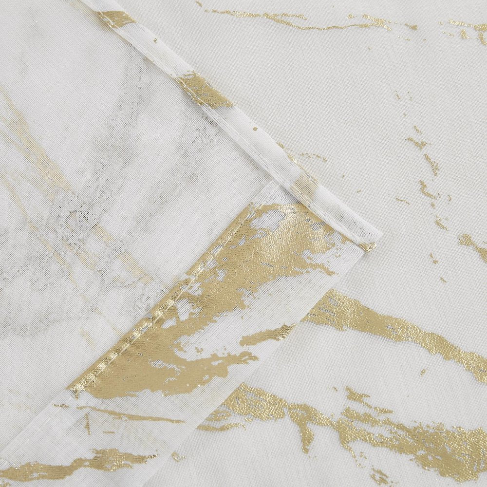 72" White And Gold Abstract Shower Curtain on a white background