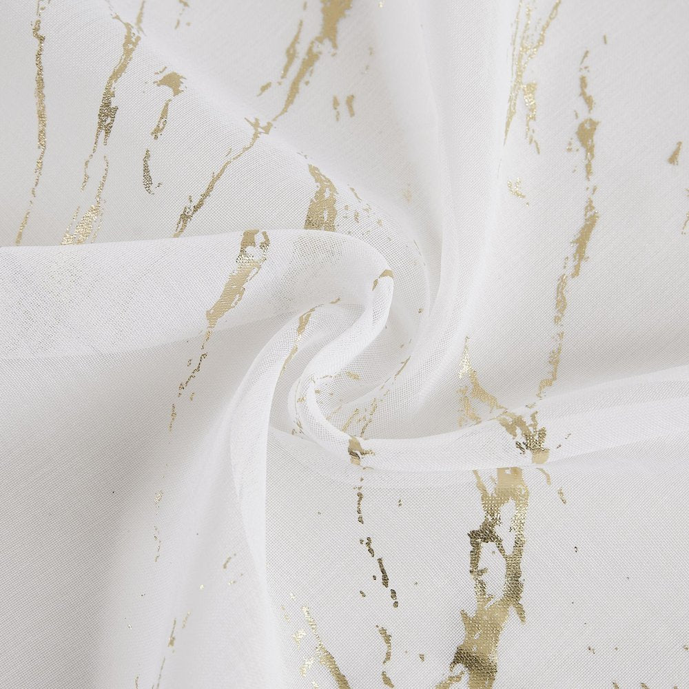 72" White And Gold Abstract Shower Curtain on a white background