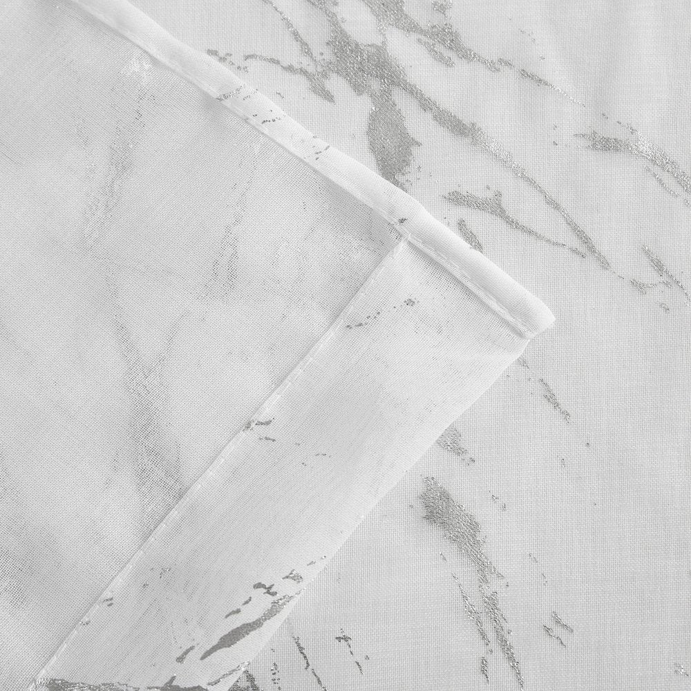 72" White And Silver Abstract Shower Curtain
