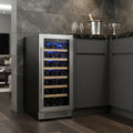 34" X 15" Silver Stainless Steel Single Compartment Wine Refrigerator